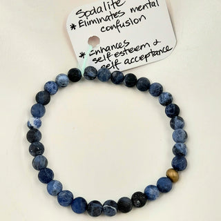 Gemstone Bracelet - Matte Sodalite 6mm Beads