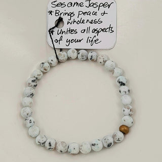 Gemstone Bracelet - Matte Sesame Jasper 6mm Beads