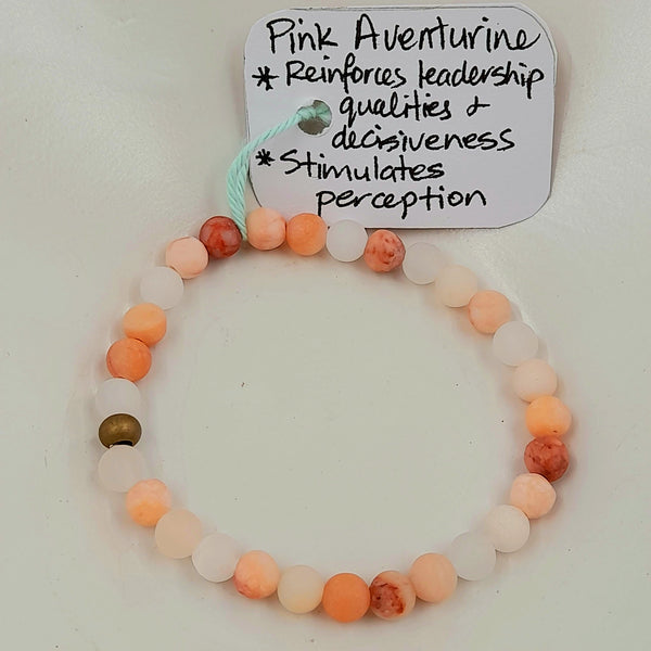Gemstone Bracelet - Matte Pink Aventurine 6mm Beads
