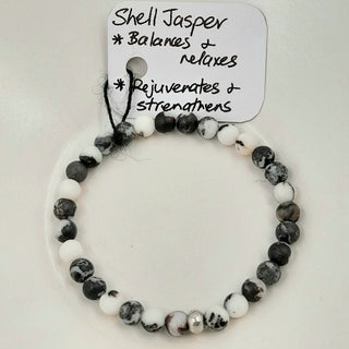 Gemstone Bracelet - Matte Shell Jasper 6mm Beads