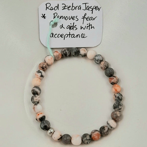 Gemstone Bracelet - Red Zebra Jasper 6mm Beads