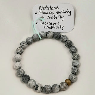 Gemstone Bracelet - Matte Netstone 8mm Beads