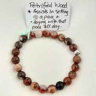 Gemstone Bracelet - Petrified Wood 8mm Beads
