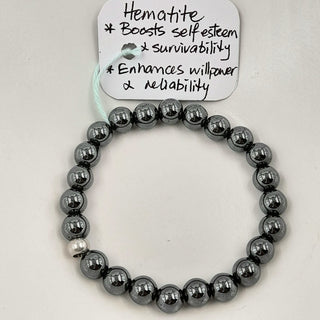 Gemstone Bracelet - Hematite 8mm Beads
