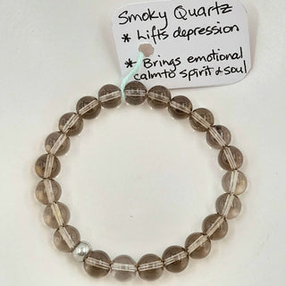 Gemstone Bracelet - Smoky Quartz 8mm Beads