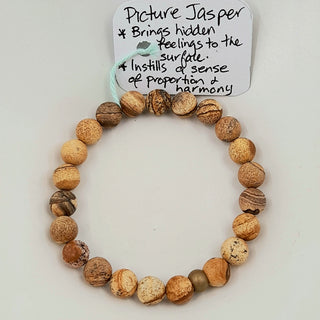 Gemstone Bracelet - Matte Picture Jasper 8mm Beads