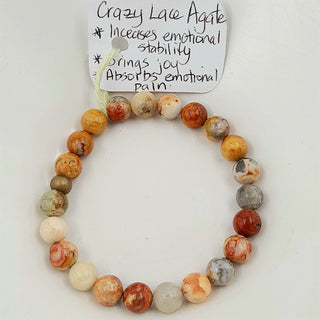 Gemstone Bracelet - Crazy Lace Agate 8mm Beads