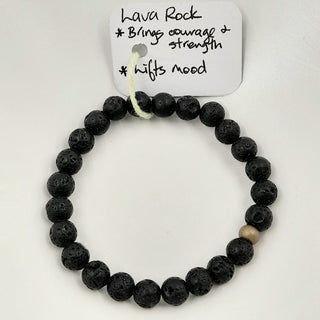 Gemstone Bracelet - Matte Black Lava Rock 8mm Beads