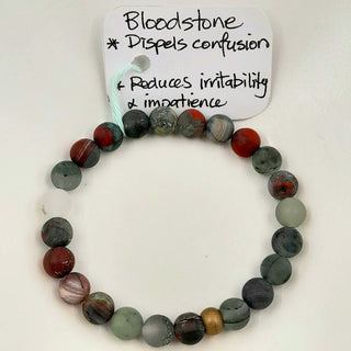 Gemstone Bracelet - Matte Bloodstone 8mm Beads