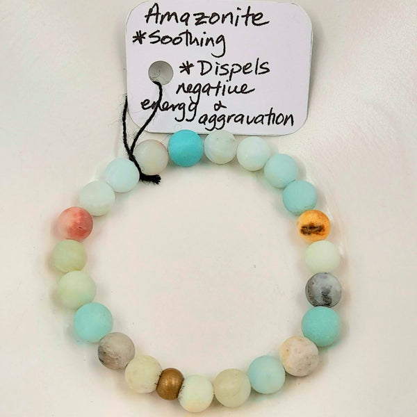 Gemstone Bracelet - Matte Amazonite 8mm Beads
