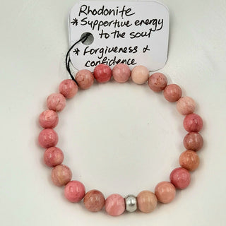 Gemstone Bracelet - Rhodonite 8mm Beads