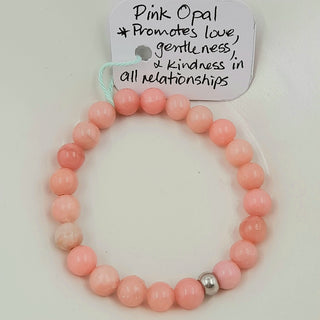 Gemstone Bracelet - Pink Opal 8mm Beads