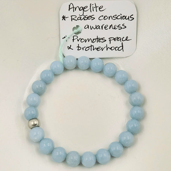 Gemstone Bracelet - Angelite 8mm Beads