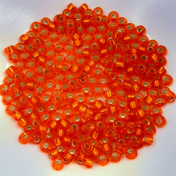 Miyuki Seed Beads Size 6 Silver Lined Orange 7.5gm Bag