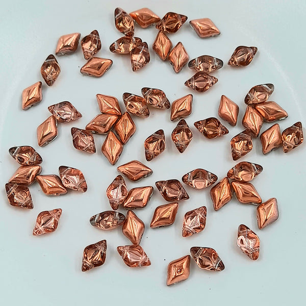 8mm Czech 2-Hole Gemduo Glass Beads Crystal Capri Gold 7.5gm Bag