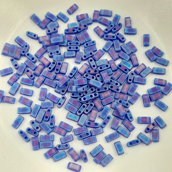 Miyuki Half Tila Beads Matte Cobalt Blue AB 7.5gm Bag