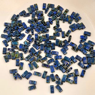 Miyuki Half Tila Beads Opaque Cobalt Blue With Picasso Finish 7.5gm Bag