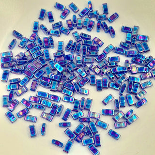 Miyuki Half Tila Beads Transparent Cobalt Blue AB 7.5gm Bag