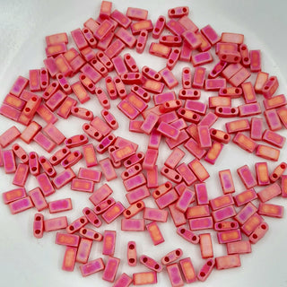 Miyuki Half Tila Beads Matte Opaque Red AB 7.5gm Bag
