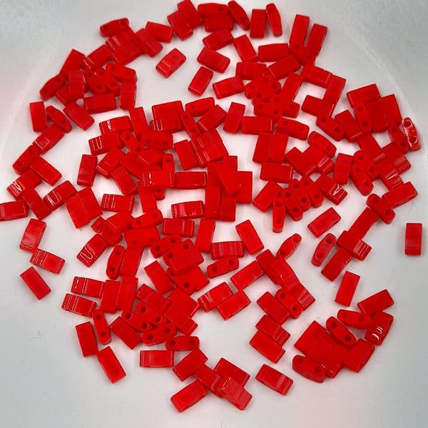 Miyuki Half Tila Beads Matte Opaque Red 7.5gm Bag