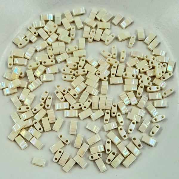 Miyuki Half Tila Beads Ivory Pearl Ceylon 7.5gm Bag