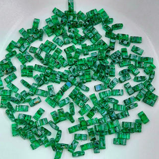 Miyuki Half Tila Beads Transparent Green With Picasso Finish 7.5gm Bag