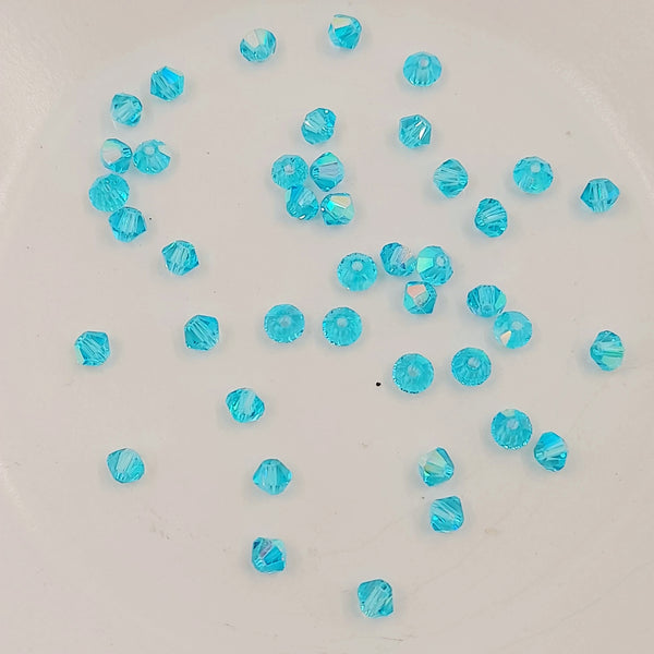 4mm Glass Bicone Turquoise AB 20 Pack