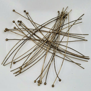 Findings - 70mm Wire Ball Head Pins Antique Gold 30 Pack