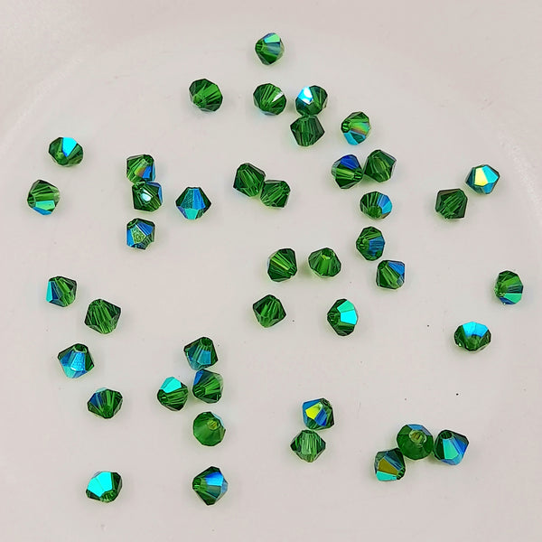 4mm Glass Bicone Green AB 20 Pack