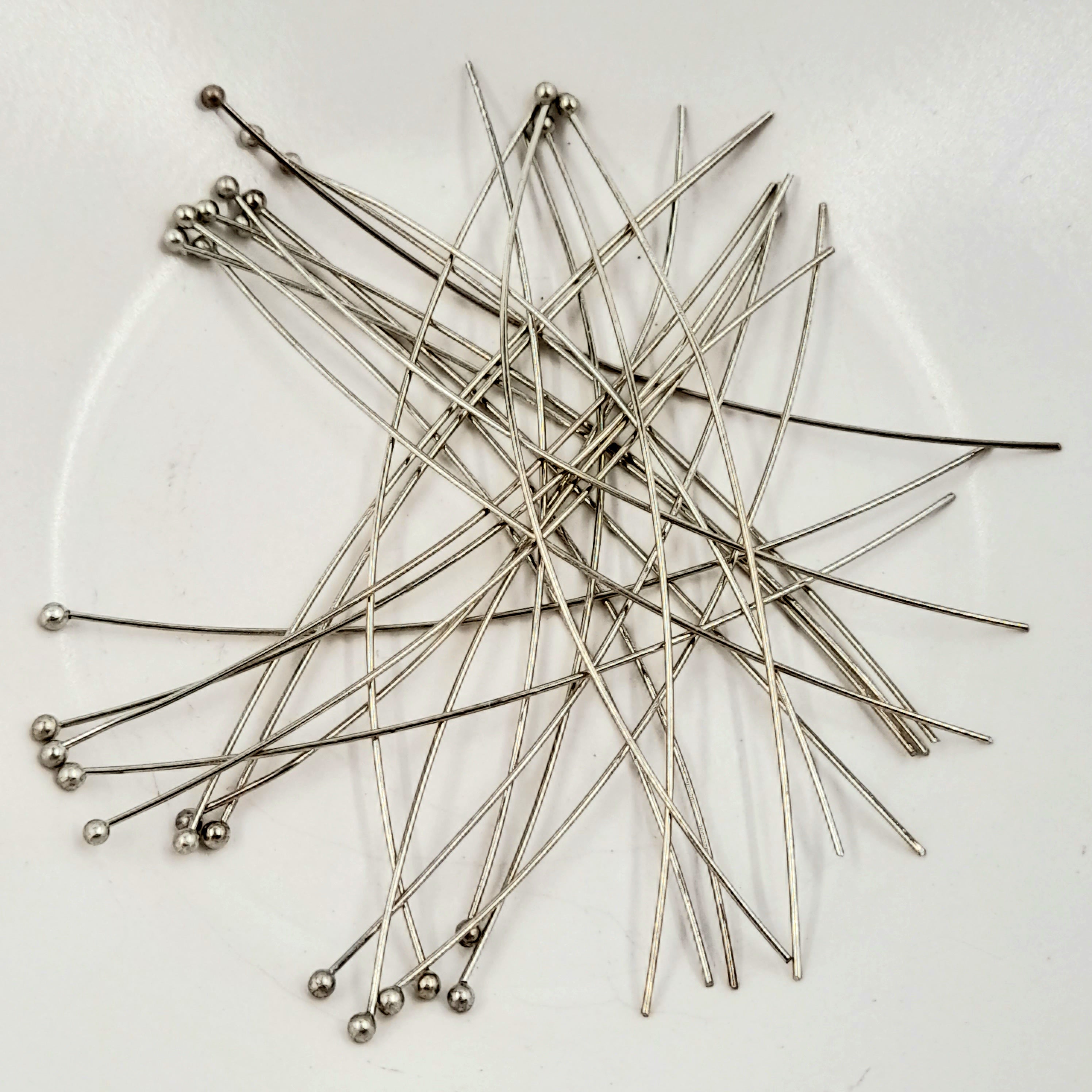 Findings - 70mm Wire Ball Head Pins Antique Silver 30 pack | Beadazzle NZ