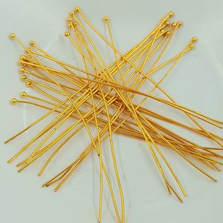 Findings - 70mm Wire Ball Head Pins Gold 30 Pack