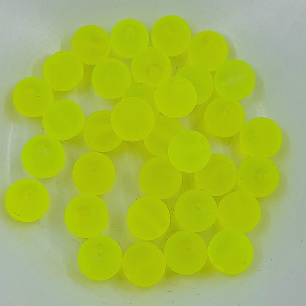 Glass Round Bead Transparent Frosted Matte Bright Yellow 10mm