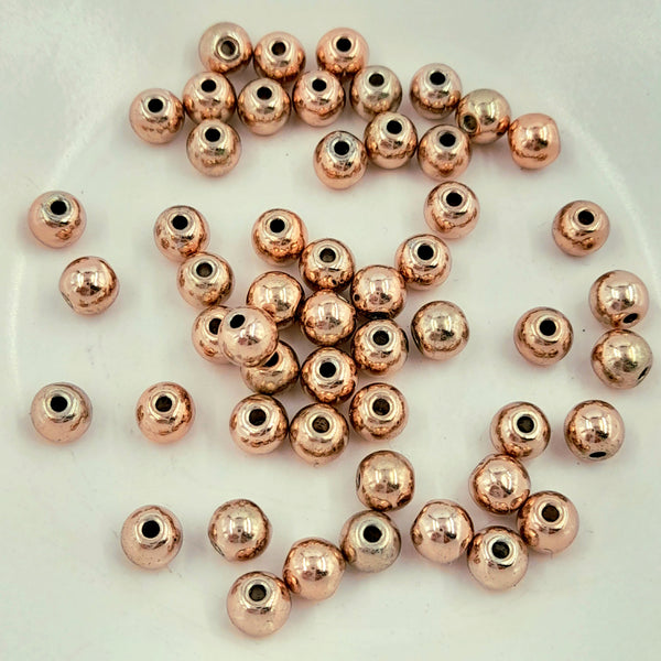 Metal Round Bead Rose Gold 6mm