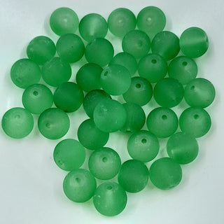 Glass Round Frosted Matte Bead Green 10mm
