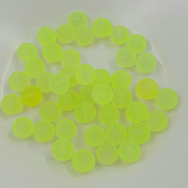Glass Round Bead Frosted Matte Pale Yellow 8mm