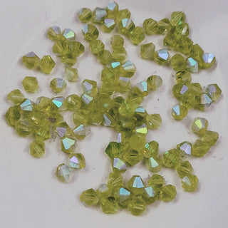Glass Bicone Transparent Yellow Green AB 6mm