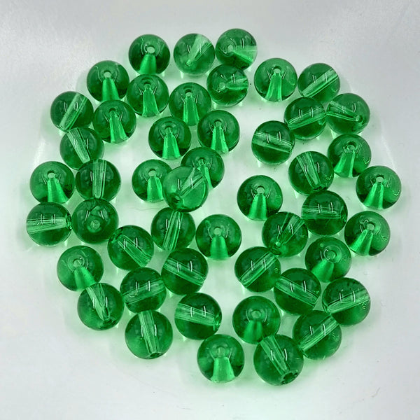 Glass Transparent Round Bead Green 8mm
