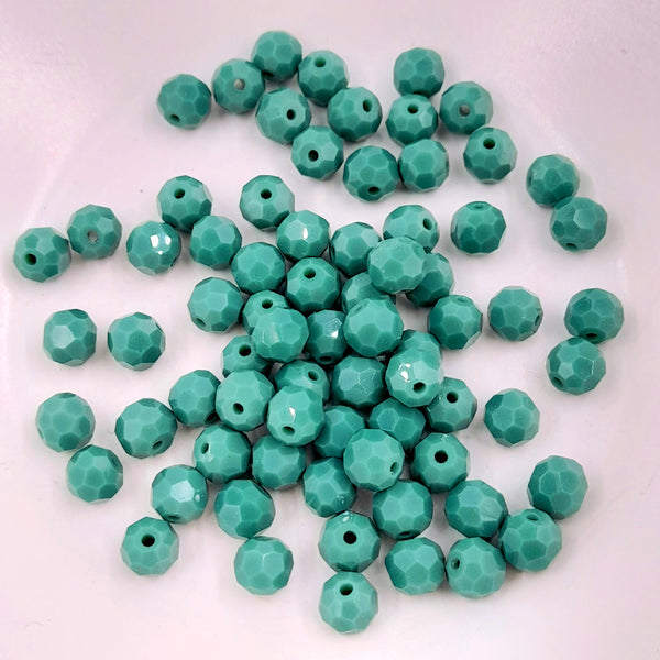 Glass Faceted Round Opaque Bead Teal 6mm