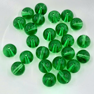 10mm Transparent Glass Round Bead Green