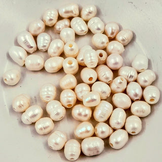 Freshwater Pearl Oval Bead With Large Hole Cream