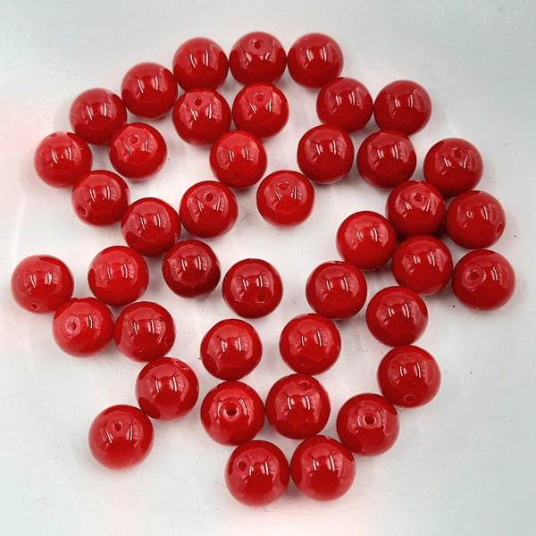8mm Glass Round Bead Dark Red