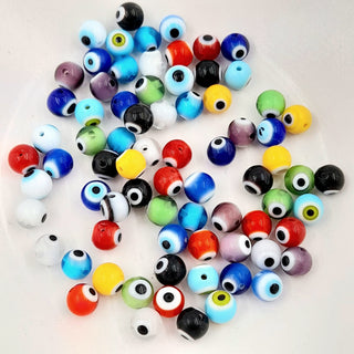 6mm Glass Round Evil Eye Bead Mixed Colours