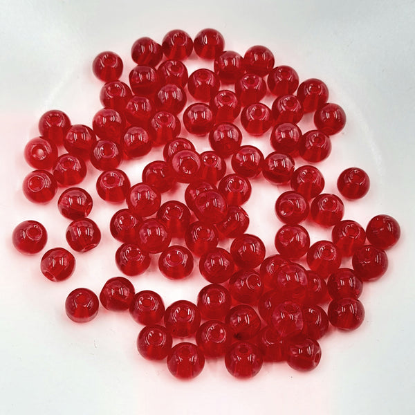 Transparent Glass Round Bead 6mm Red