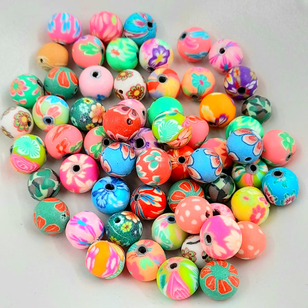 8mm Polymer Clay Round Bead Multicoloured