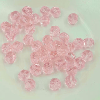 8mm Transparent Faceted Glass Bead Pale Pink