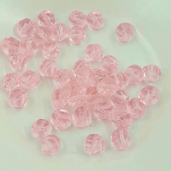 8mm Transparent Faceted Glass Bead Pale Pink