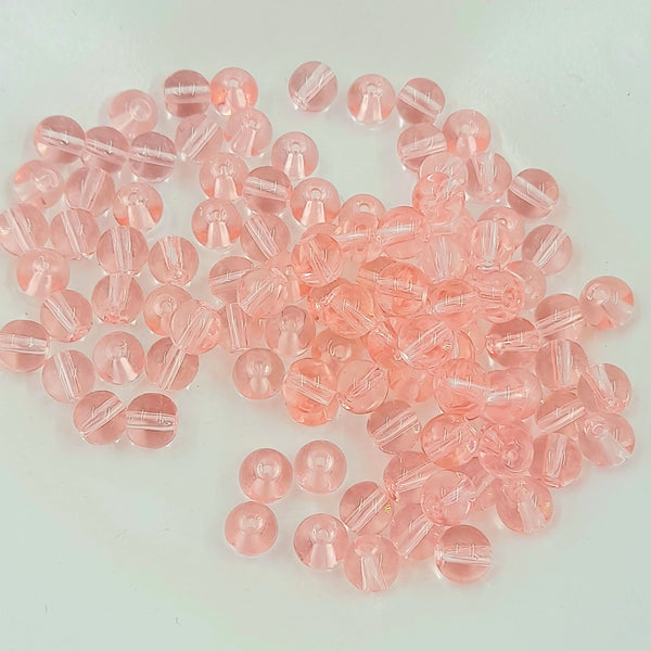 Transparent Glass Round Bead 6mm Pale Pink