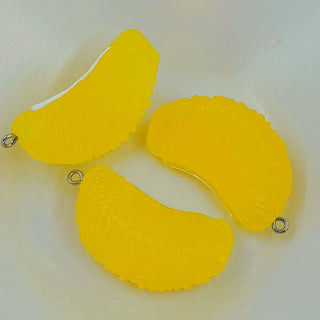 Resin Lemon Segment Pendant 42x23x17mm Yellow
