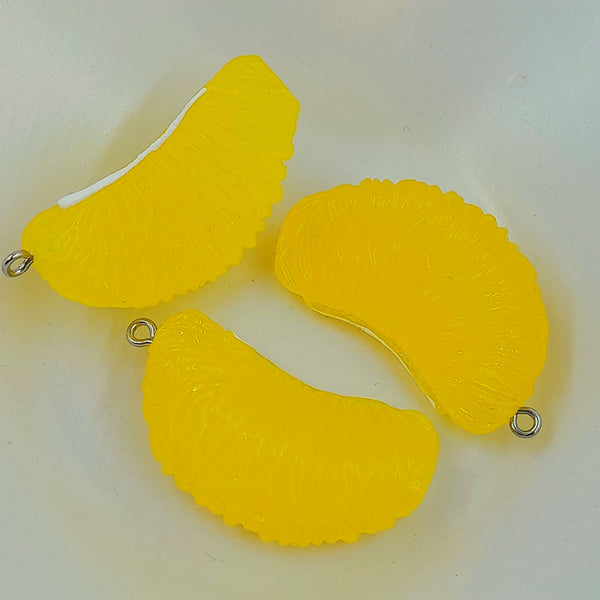 Resin Lemon Segment Pendant 42x23x17mm Yellow