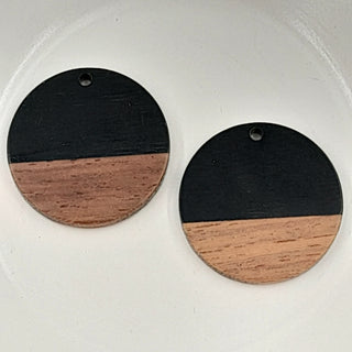 Wood & Resin Flat Round Disc Black